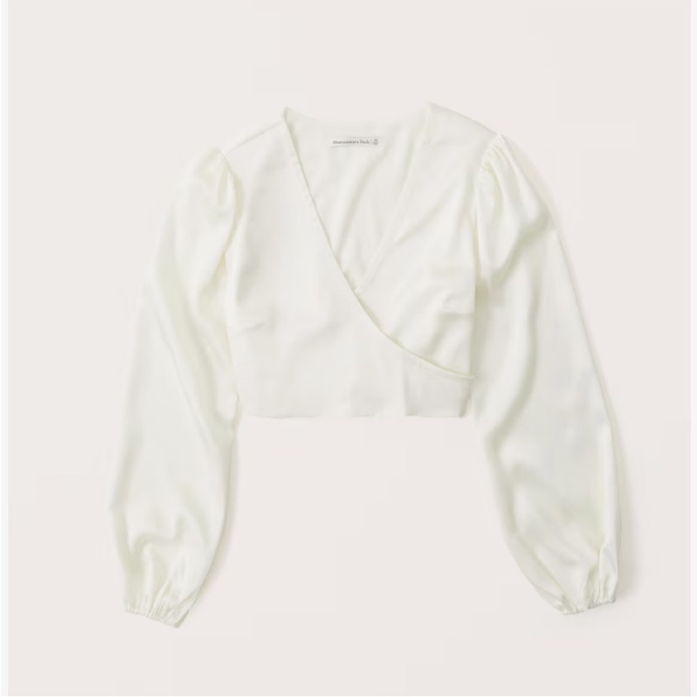 Abercrombie Long-Sleeve Satin Wrap Top